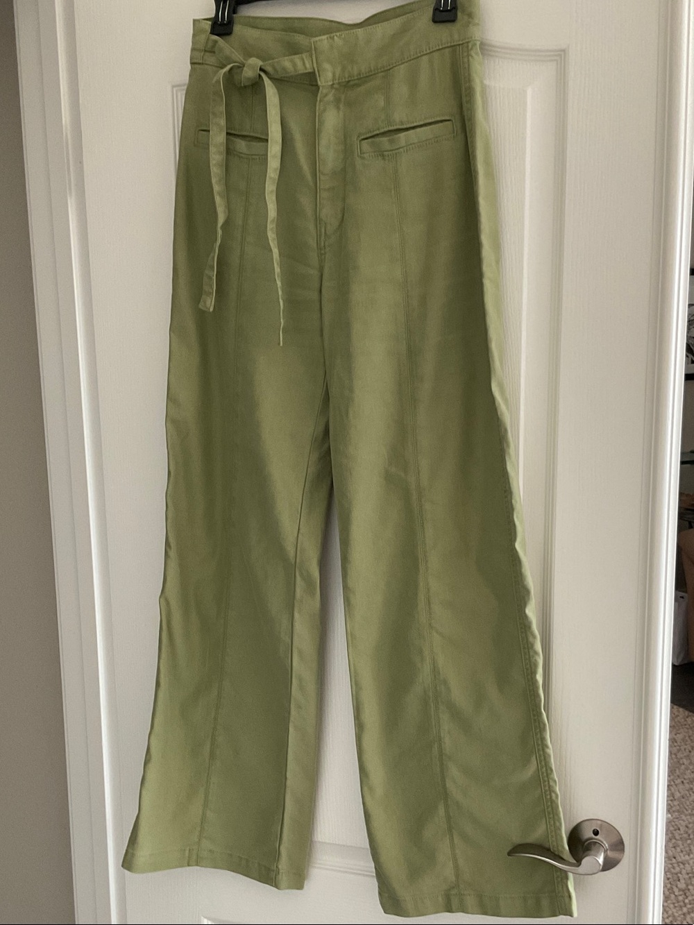 Hudson Jeans Wide-Leg Tie-Waist Pants in Olive